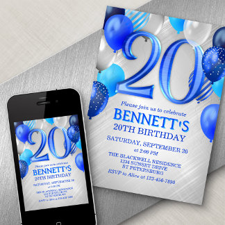 20.ª Invitación al cumpleaños azul de los hombres