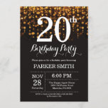 20.ª invitación de cumpleaños Purpurina de oro<br><div class="desc">Invitación de cumpleaños 20 con luces de cuerda de oro con fondo Purpurina de oro. Cumpleaños de Oro. Cumpleaños de adultos. Invitación de cumpleaños de hombres o mujeres. 13.º 15.º 16.º 18.º 20.21.30.40.50.60.70.80.90.100, cualquier edad. Para una mayor personalización, haga clic en el botón "Personalizar" y utilice nuestra herramienta de diseño...</div>