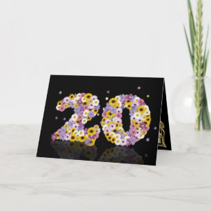 20.ª tarjeta de cumpleaños con letras floridas