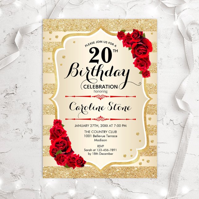 20.º cumpleaños - Invitación de Rosas de bandas de (Subido por el creador)