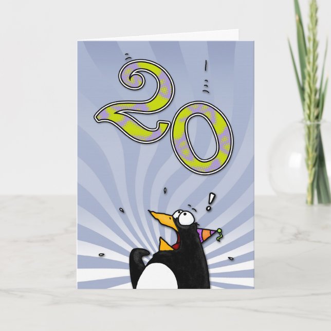 20.º cumpleaños - Tarjeta de sorpresa para pingüin (Anverso)