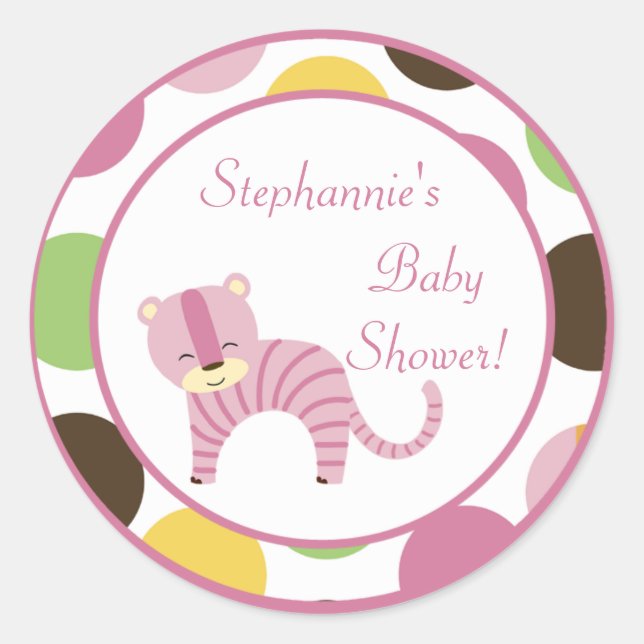 20 - 1.5" Favor Pegatinas Jungla Reina Tigre Safar (Anverso)