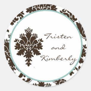 20 - 1.5" Pegatinas favoritos Brown Damask