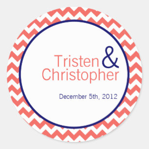 20 - 1.5" Pegatinas favoritos Coral Navy Blue Chev