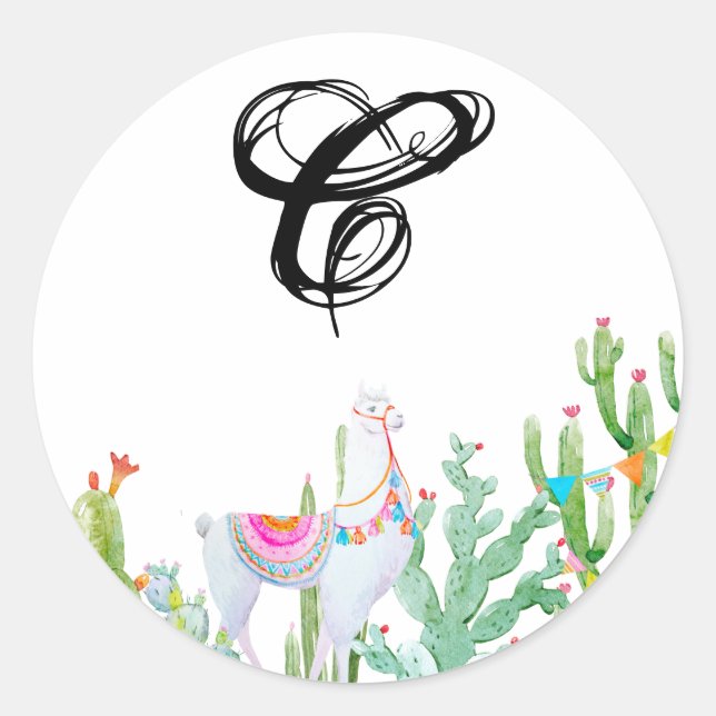 20 - 1.5 Sello para sobres Boho Llama Cacti Bohemi (Anverso)