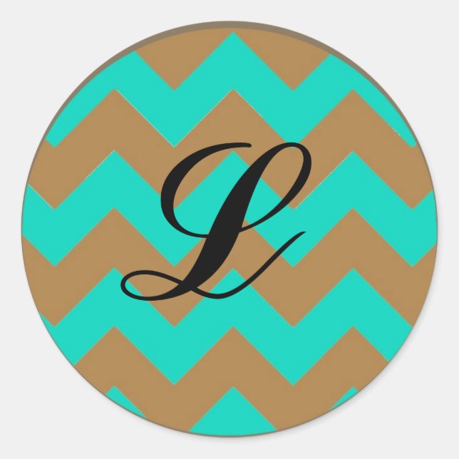 20 - 1.5 Sello para sobres Chevron Brown & Seafoam (Anverso)