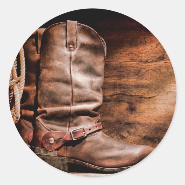 20 - 1.5 Sello para sobres Cowboy Boots Barn Wood  (Anverso)