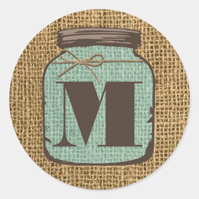 20 - 1.5 Sello para sobres Mason Jar Burlap País (Anverso)