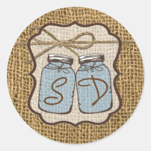 20 - 1.5 Sello para sobres Mason Jar Burlap País