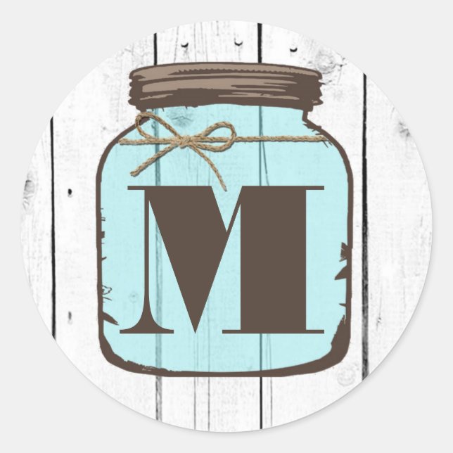 20 - 1.5 Sello para sobres Mason Jar Wood Country (Anverso)