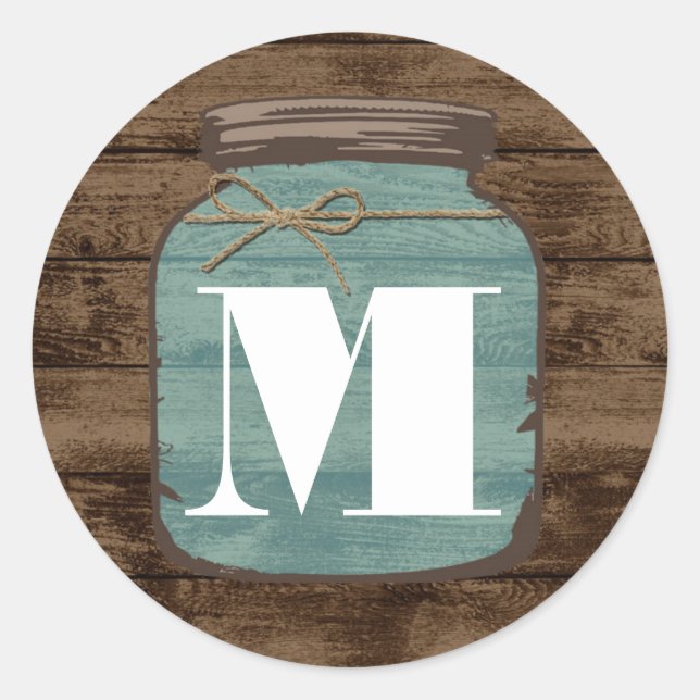 20 - 1.5 Sello para sobres Mason Jar Wood Country (Anverso)