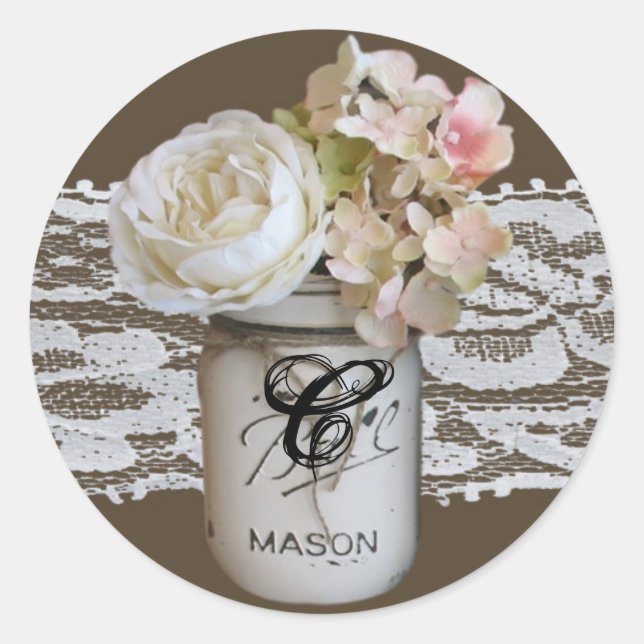 20 - 1.5 Sello para sobres Mason Jars con Rosas (Anverso)