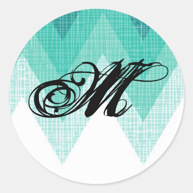 20 - 1.5 Sello para sobres Ombre Chevron Verde azu (Anverso)