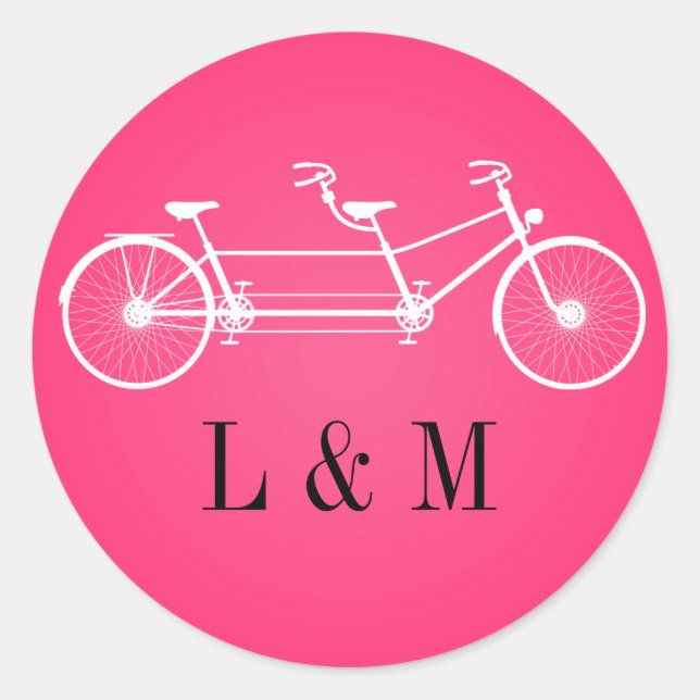 20 - 1.5 Sellos para sobres Bicicleta doble rosa c (Anverso)