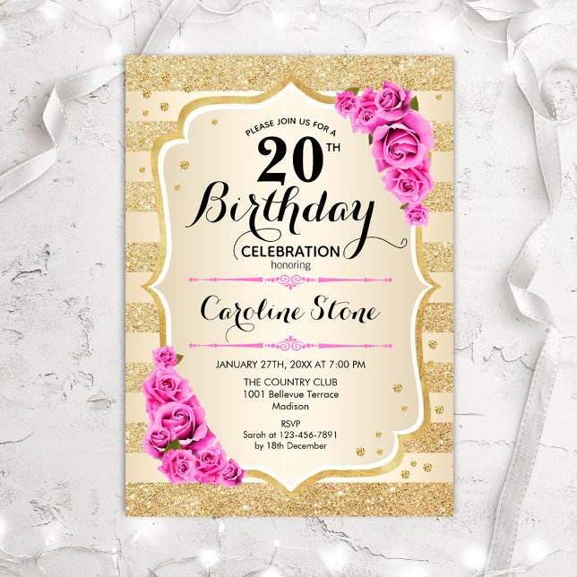 20 Aniversario - Invitación a rosas rosas rosas ro (Subido por el creador)