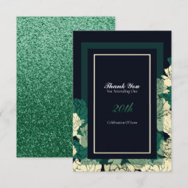 20° aniversario rosa verde esmeralda tarjeta de ag