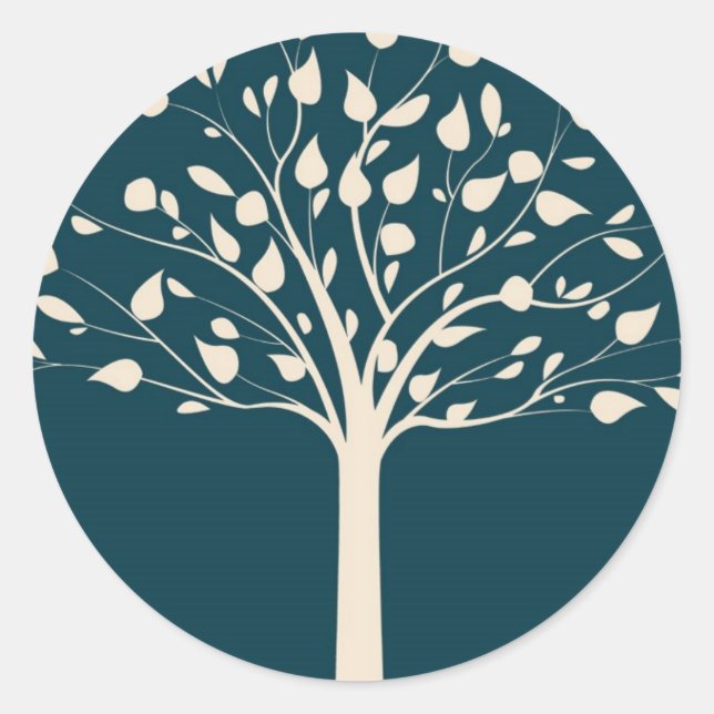 20 Boda de Sello para sobres Navy/Creme Tree (Anverso)