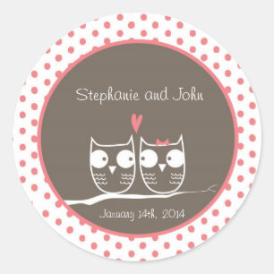 20 búhos Bodas Sellos para sobres personalizadas