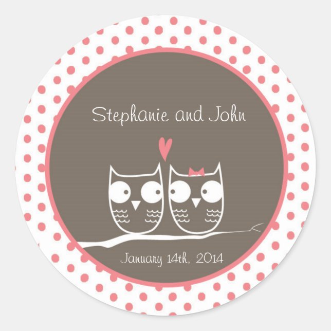 20 búhos Bodas Sellos para sobres personalizadas (Anverso)