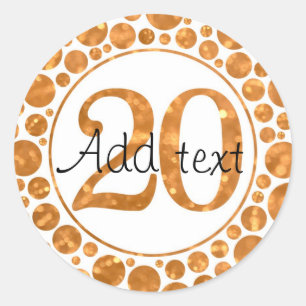 20 En Oro - 20 Pegatinas de la Fiesta de Cumpleaño