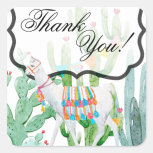 20 Gracias Pegatinas Boho Llama Bohemian Cacti De