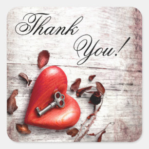 20 Gracias Pegatinas Country Wood Key to my Heart