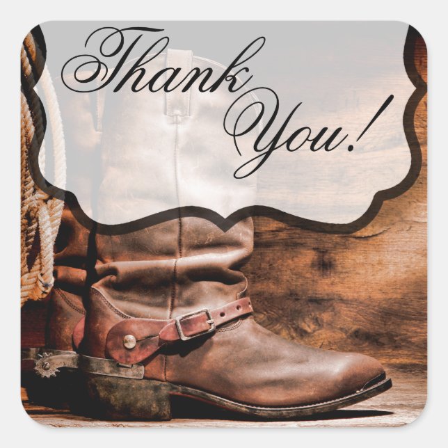 20 Gracias Pegatinas Cowboy Boots Barn Wood Rusti (Anverso)