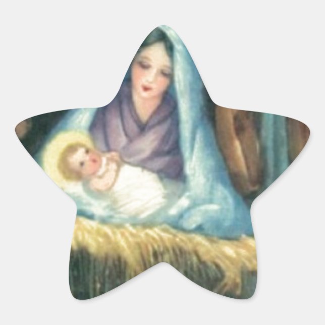 20 Pegatinas de estrellas María y Jesús (Anverso)