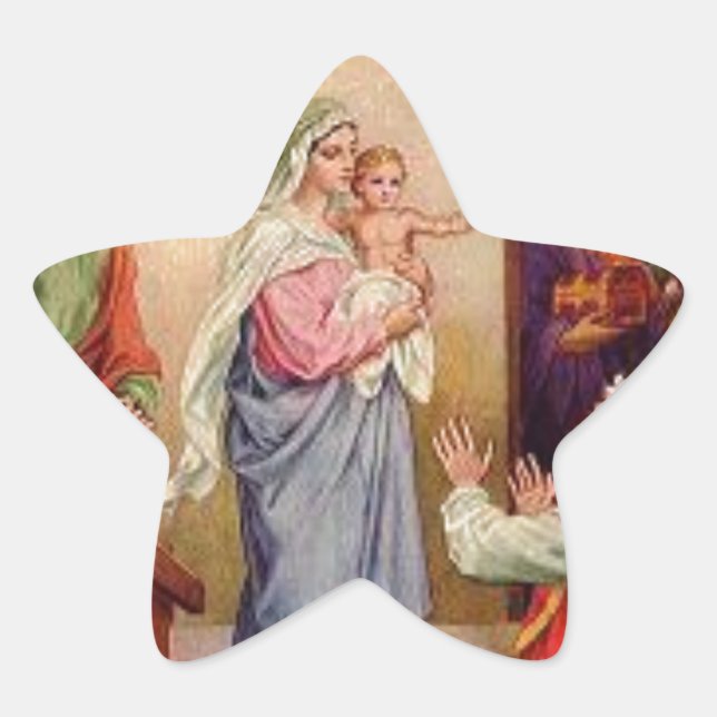 20 Pegatinas de estrellas María y Jesús (Anverso)