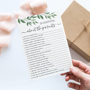 20 preguntas sobre la tarjeta de Baby Shower para 