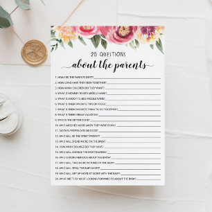 20 preguntas sobre la tarjeta de Baby Shower para 