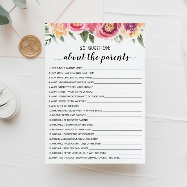 20 preguntas sobre la tarjeta de Baby Shower para  (Subido por el creador)