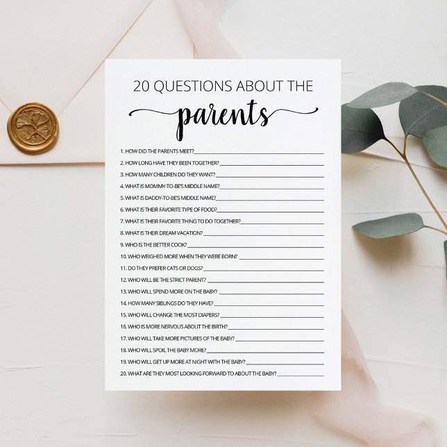 20 preguntas sobre la tarjeta de Baby Shower para  (Subido por el creador)