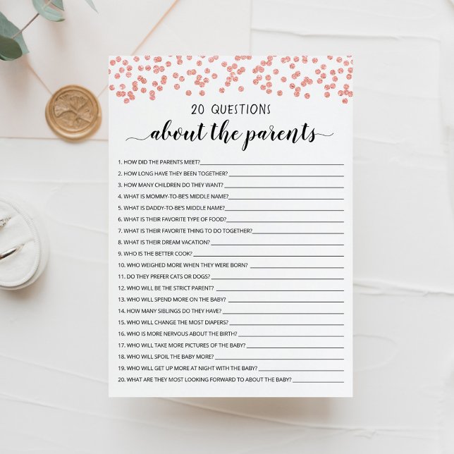 20 preguntas sobre la tarjeta de Baby Shower para  (Subido por el creador)