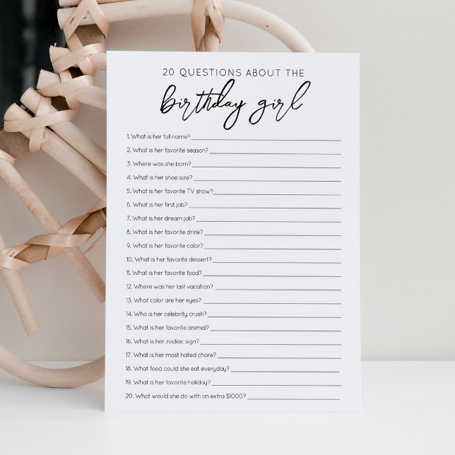 20 preguntas sobre la tarjeta de juego del Chica d (Subido por el creador)