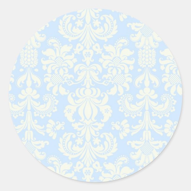 20 Sello para sobres de matrimonio de damasco azul (Anverso)