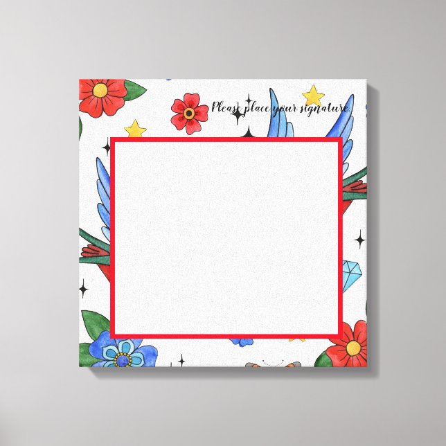 20"x20" Tatuaje tradicional para aves de lienzo S (Anverso)