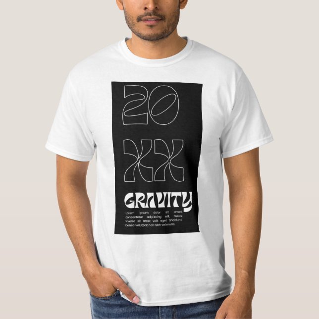 20 XX DISEÑO GRAVITY B&W EN Camiseta (Anverso)