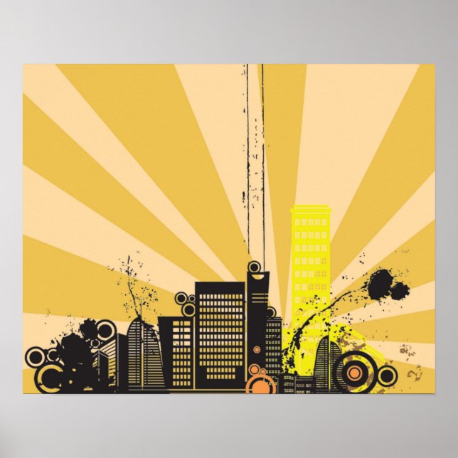 20x16 Resumen de arte mural de la ciudad amarilla (Frente)