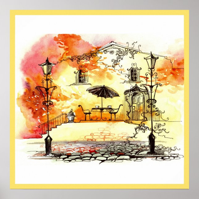 20x20 Resumen de arte mural de escena de la ciudad (Frente)