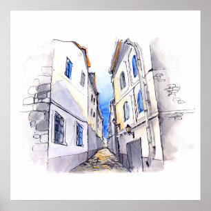 20x20 Resumen de arte mural de escena de la ciudad