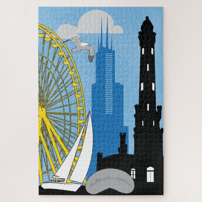 20x30 Puzzle de la Línea de Esquina de Chicago par (Vertical)