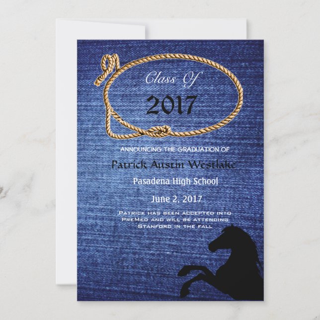 20XX Denim, Invitación de graduación al estilo rod (Anverso)