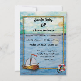 20XX Invitación a la boda acuarela de barca