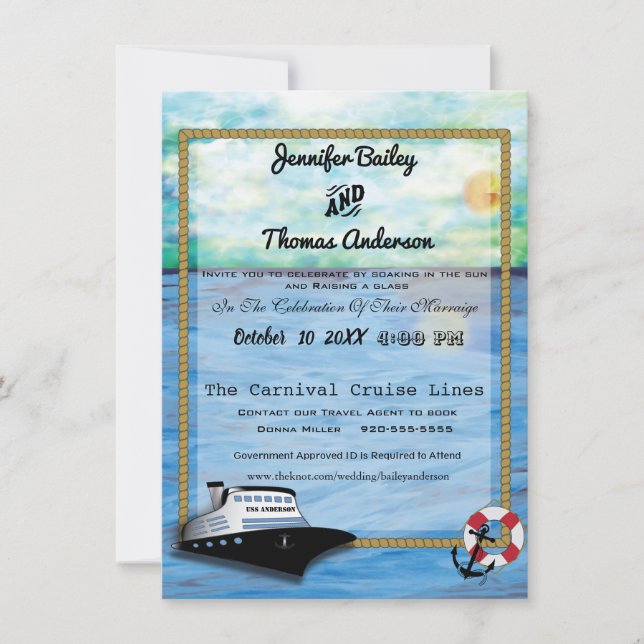 20XX Invitación a la boda acuarela de cruceros (Anverso)