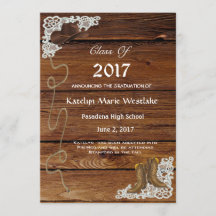 20XX Invitación de Graduación de Madera, Boots & L