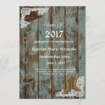 20XX Invitación Rústica, Boots & Lace Graduation