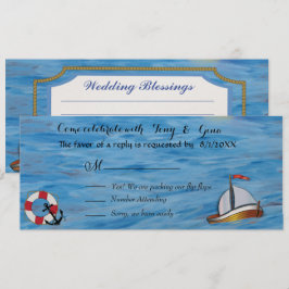 20XX Tarjetas RSVP de Boda Acuática de Barco de Na