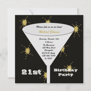 21ª fiesta de cumpleaños Invitación Oro 21ª tostad