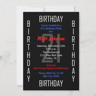 21ª invitación a la fiesta de cumpleaños 21
